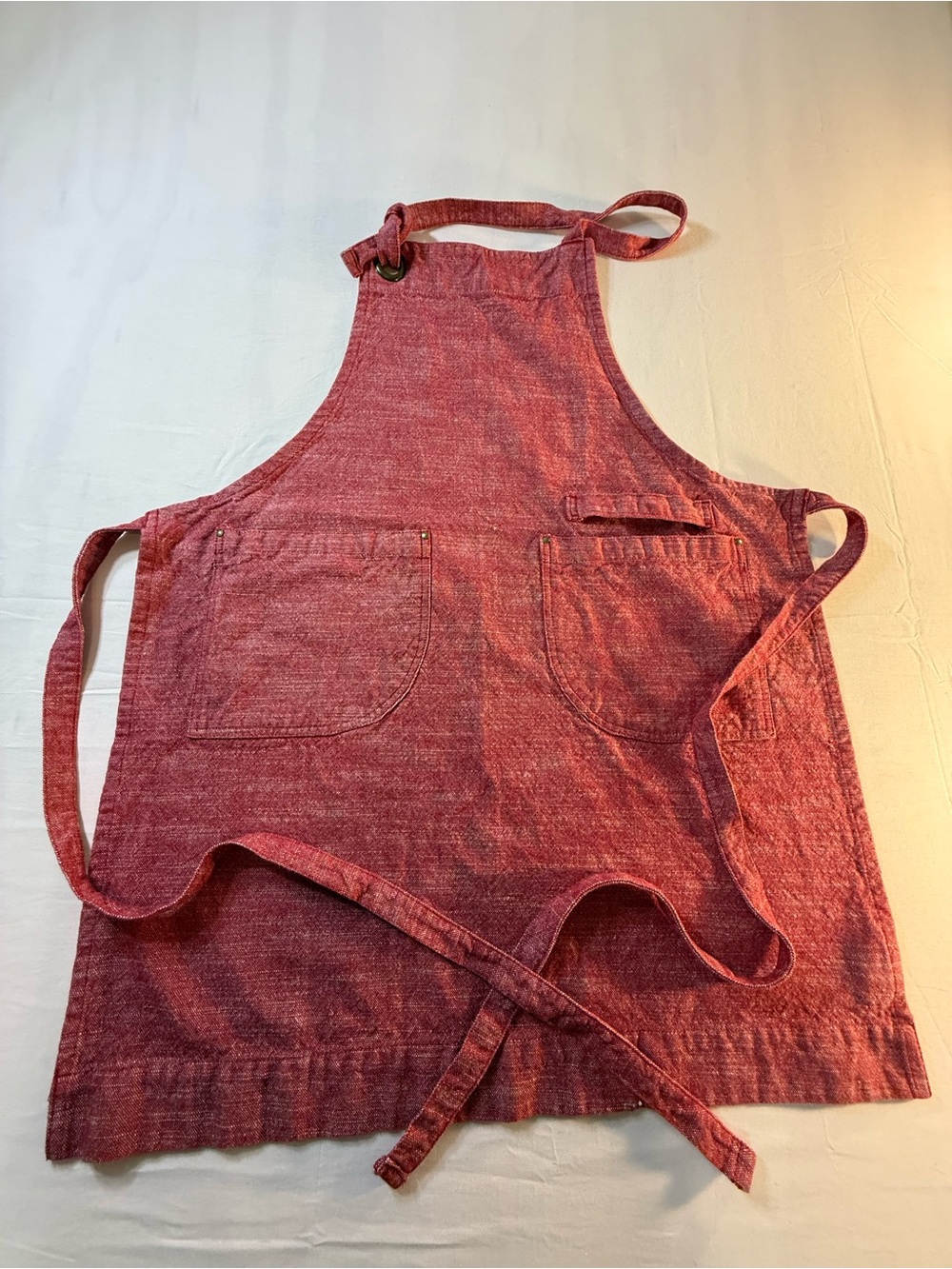 Our Table Rust Red Cotton Apron with Front Pockets